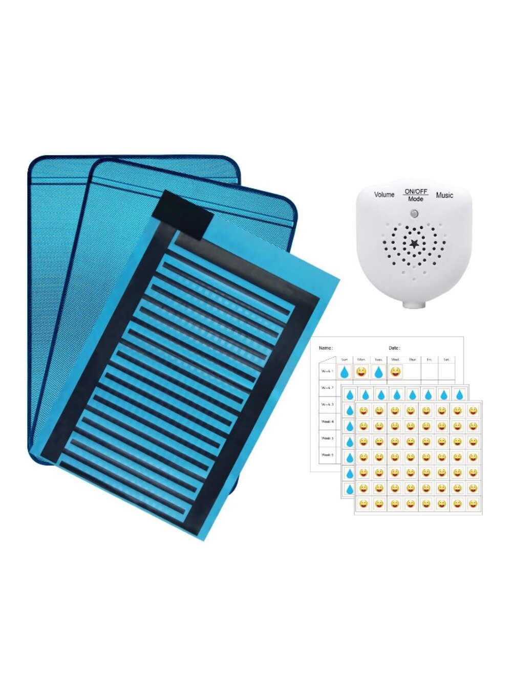 TNEQIU Bedwetting Alarm Pad for Boys and Girls (60x80cm, 2pcs)-Blue